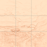 Sepia sketch with grid