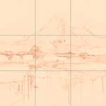 Sepia sketch with grid