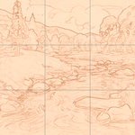 Sepia sketch with grid