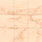 Sepia sketch with grid