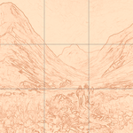 Sepia sketch with grid