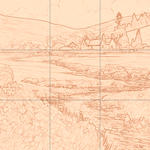 Sepia sketch with grid