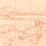 Sepia sketch with grid