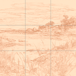 Sepia sketch with grid