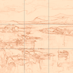 Sepia sketch with grid