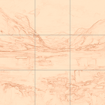 Sepia sketch with grid