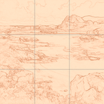 Sepia sketch with grid