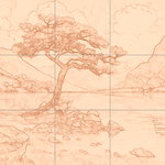 Sepia sketch with grid