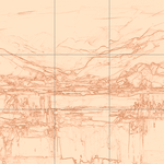 Sepia sketch with grid