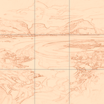 Sepia sketch with grid