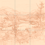 Sepia sketch with grid