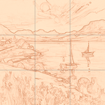 Sepia sketch with grid