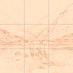 Sepia sketch with grid