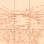 Sepia sketch with grid