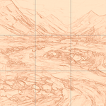 Sepia sketch with grid