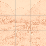 Sepia sketch with grid