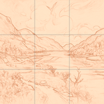 Sepia sketch with grid