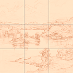 Sepia sketch with grid