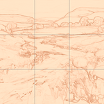 Sepia sketch with grid