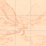 Sepia sketch with grid