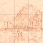 Sepia sketch with grid