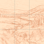 Sepia sketch with grid