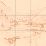 Sepia sketch with grid