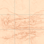 Sepia sketch with grid