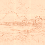 Sepia sketch with grid