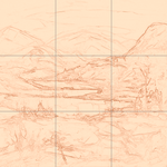 Sepia sketch with grid