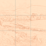 Sepia sketch with grid