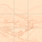 Sepia sketch with grid