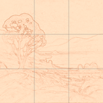 Sepia sketch with grid