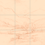 Sepia sketch with grid