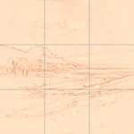 Sepia sketch with grid