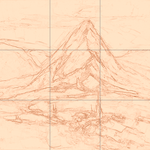 Sepia sketch with grid