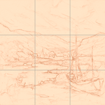 Sepia sketch with grid