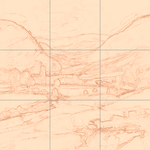 Sepia sketch with grid