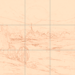 Sepia sketch with grid