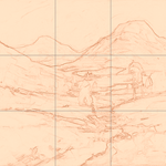 Sepia sketch with grid