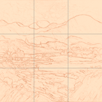 Sepia sketch with grid