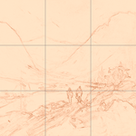 Sepia sketch with grid