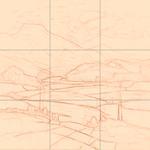 Sepia sketch with grid