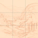 Sepia sketch with grid