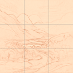 Sepia sketch with grid