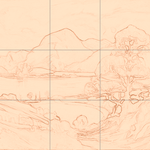 Sepia sketch with grid