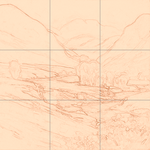 Sepia sketch with grid