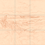 Sepia sketch with grid