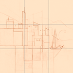 Sepia sketch with grid