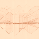 Sepia sketch with grid